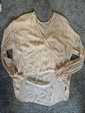 AllSaints Blush Pink Polka Dot high low Top. Size 8